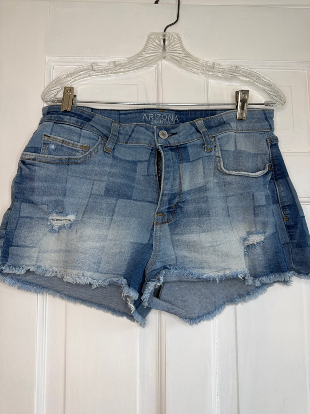 Arizona Jean Company Blue Patchwork Distressed Denim Shorts